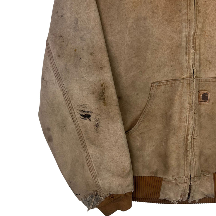Carhartt Hooded Active Workwear Distressed Jacket Beige J130 BRN