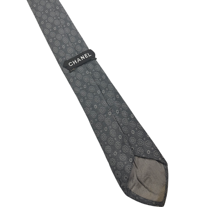 Chanel Floral Pattern Tie Grey