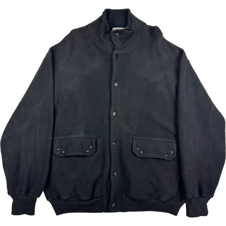 Stone Island 80's Script Fleece Button-Up Jacket Black Rare