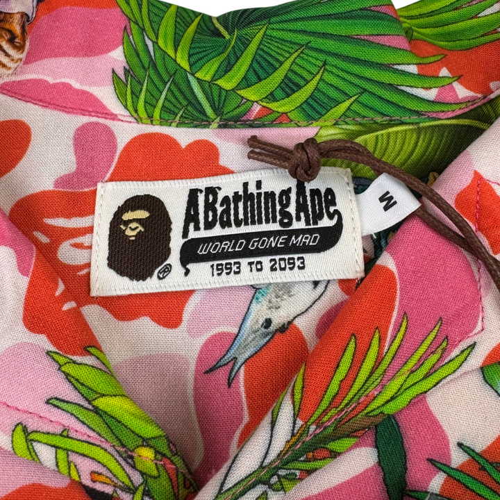 BAPE x Monkey 47 Open Short Sleeve Shirt Pink Green