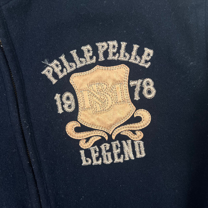 Vintage Pelle Pelle The One The Only Legend Leather Detail Varsity Jacket Navy