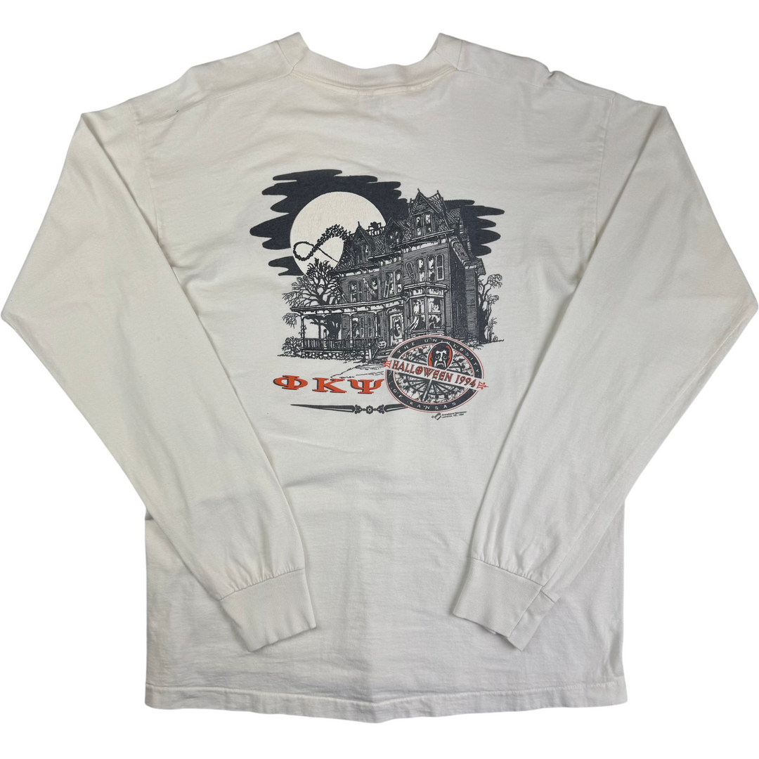 Vintage Fruit of the Loom 90's Long Sleeve Graphic T-Shirt White