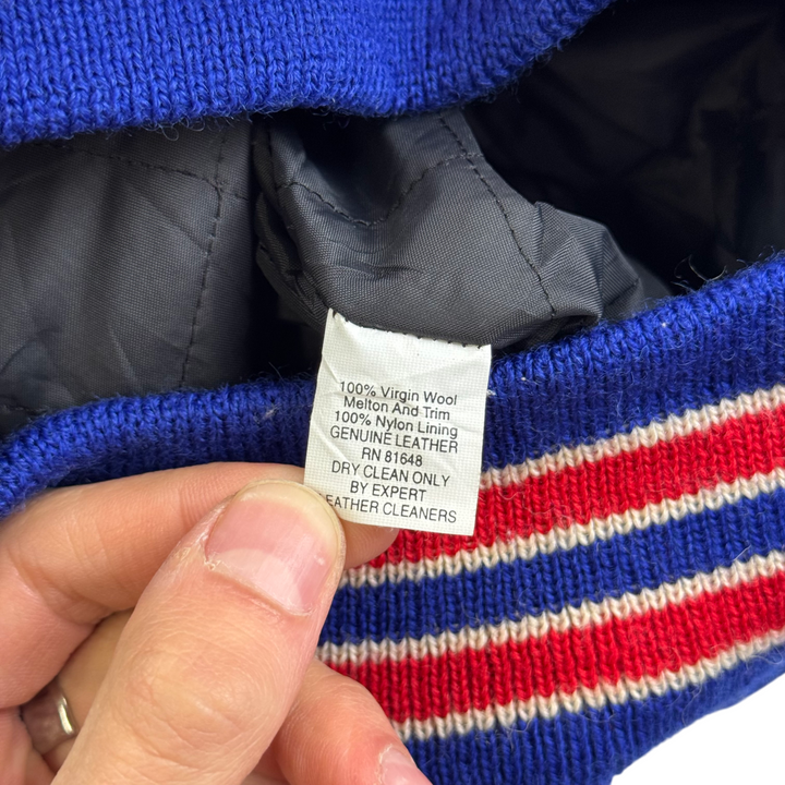 Settlemier's 90's Varsity Wool Leather Jacket Blue