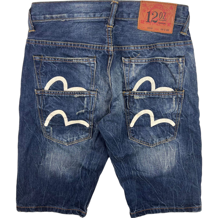 Evisu Daicock Denim Jean Shorts Blue Rare