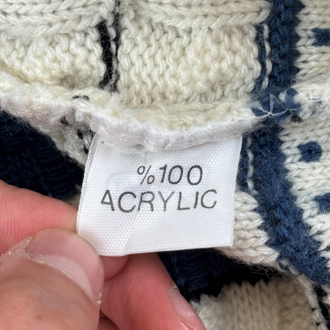 Kervan Chunky Striped Knit Sweater Blue White