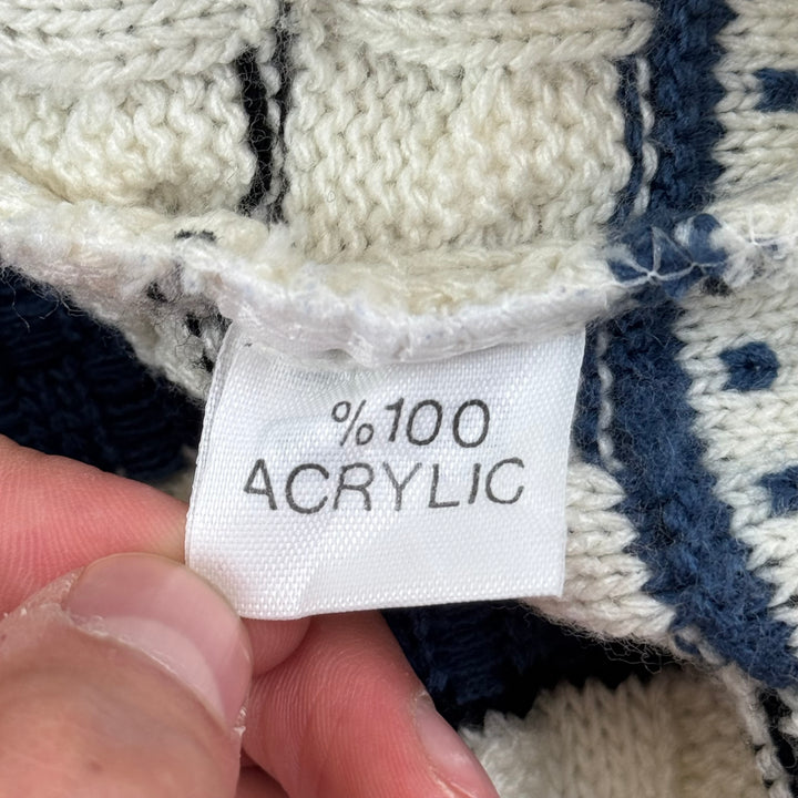 Kervan Chunky Striped Knit Sweater Blue White