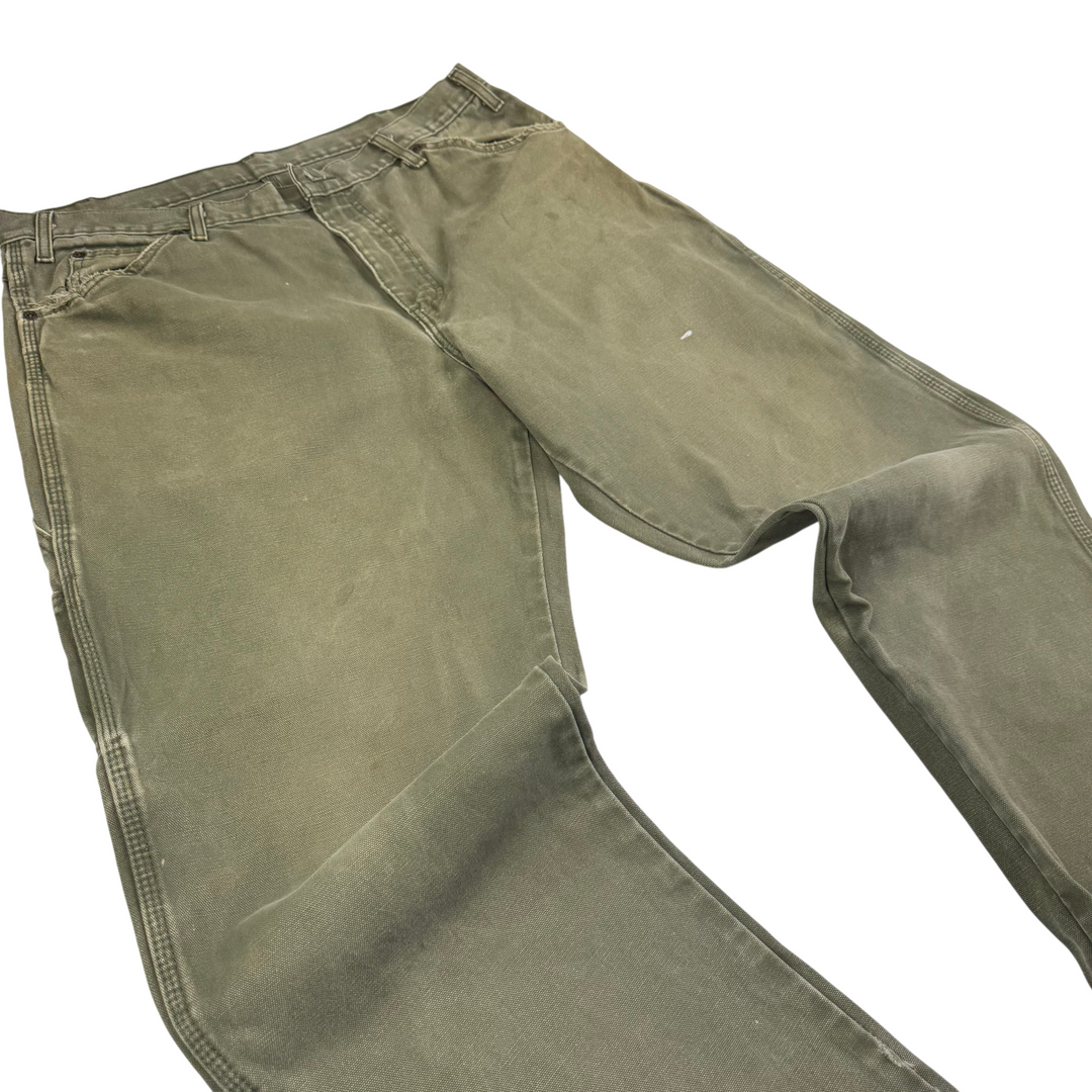 Dickies Carpenter Workwear Trousers Green Distressed