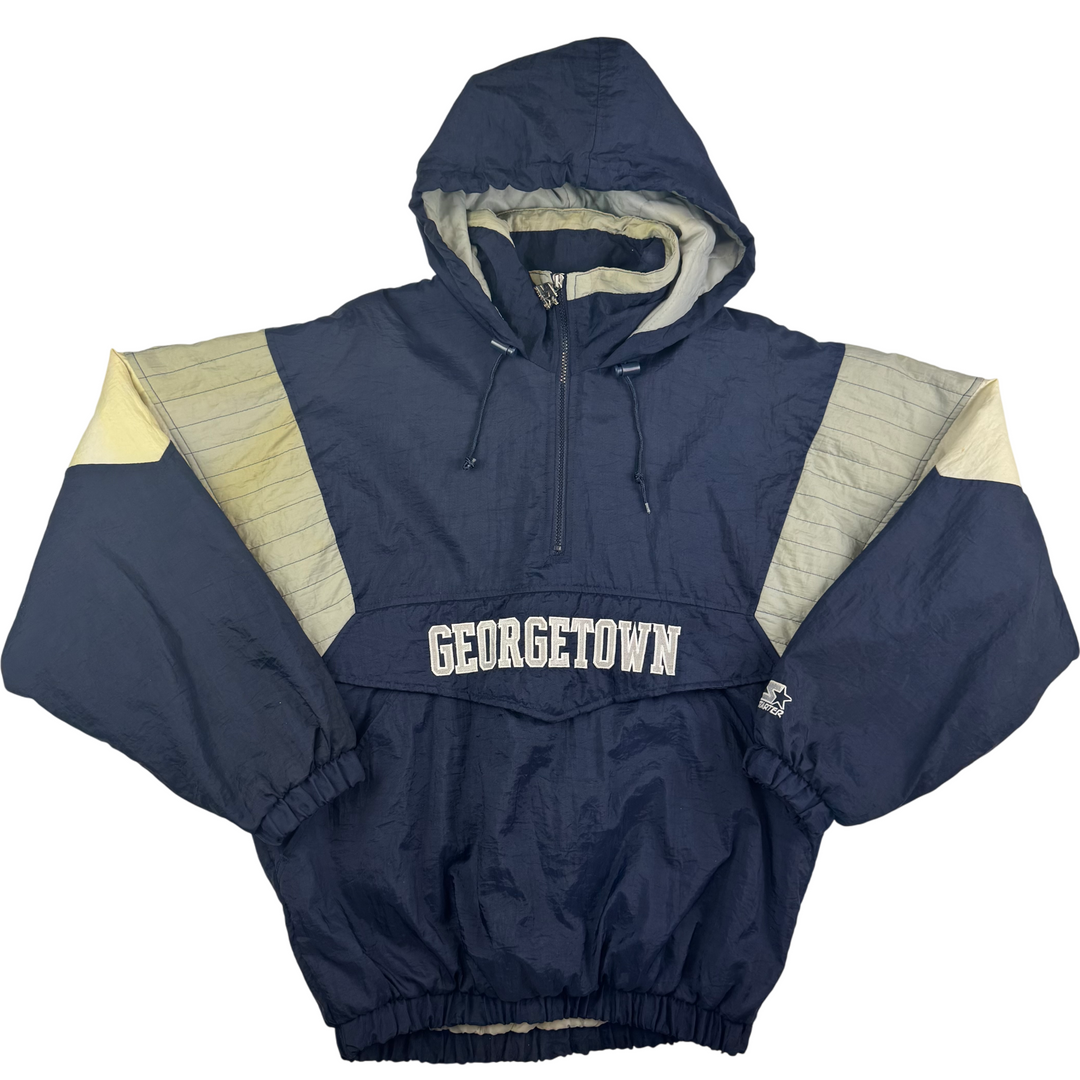Vintage Starter 90's Georgetown Hoyas Half-Zip Pullover Pro Sports Jacket Navy