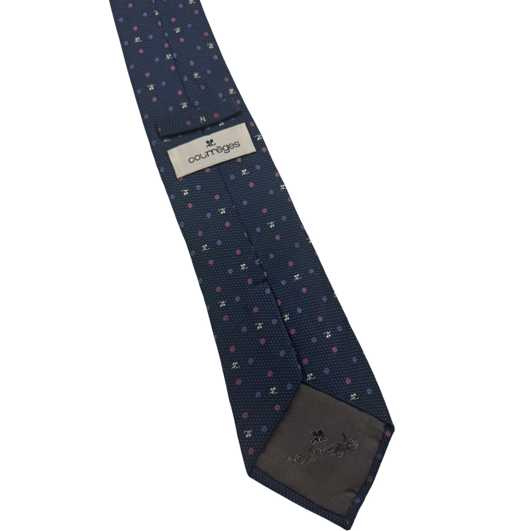 Vintage Courrèges Patterned Silk Tie navy