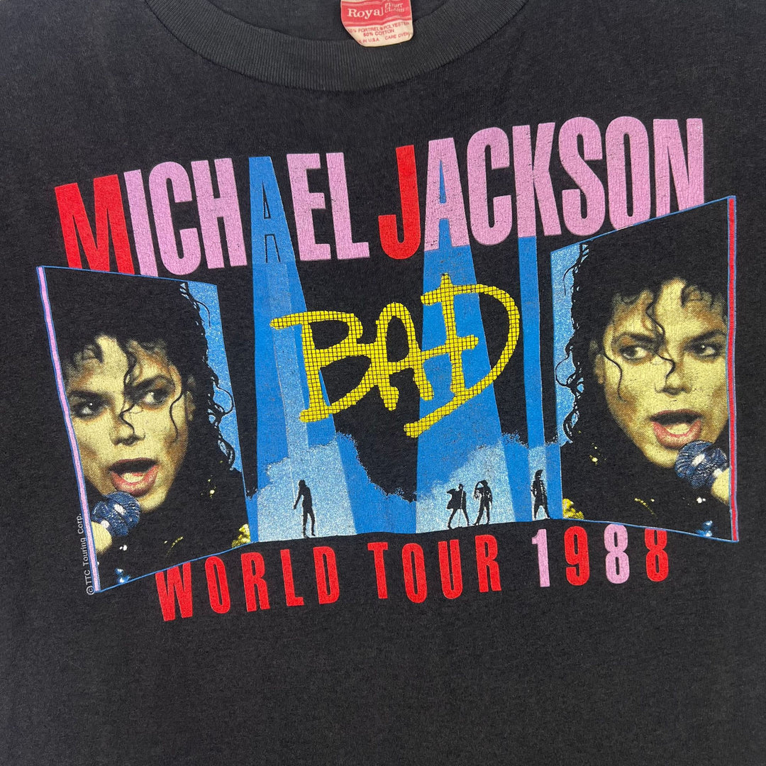 Vintage 1988 Michael Jackson Bad World Tour Single Stitch T-shirt Black Rare