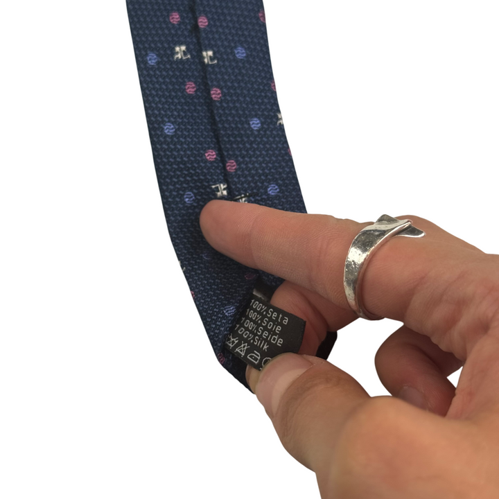 Vintage Courrèges Patterned Silk Tie navy
