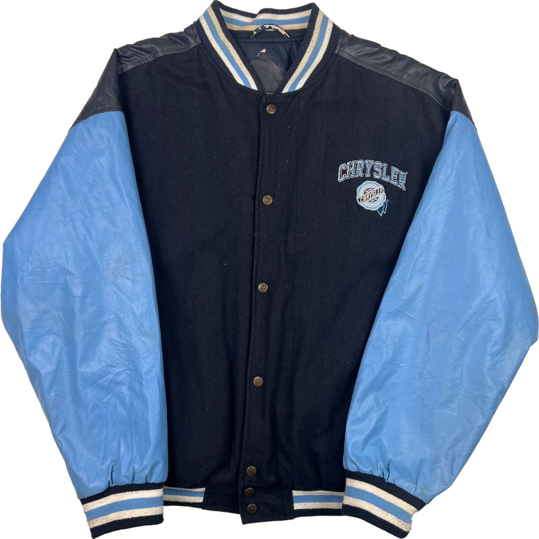 Vintage 90s Chrysler Racing Varsity Jacket Blue Black