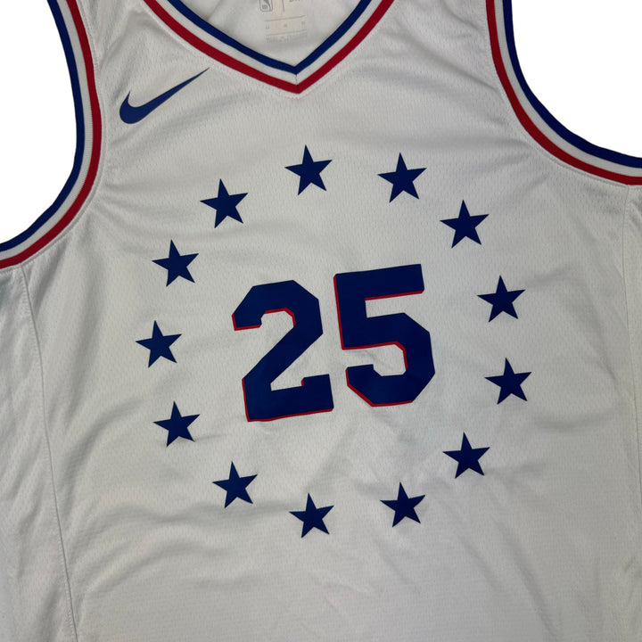 Nike NBA Philadelphia 76ers #25 Simmons Jersey White