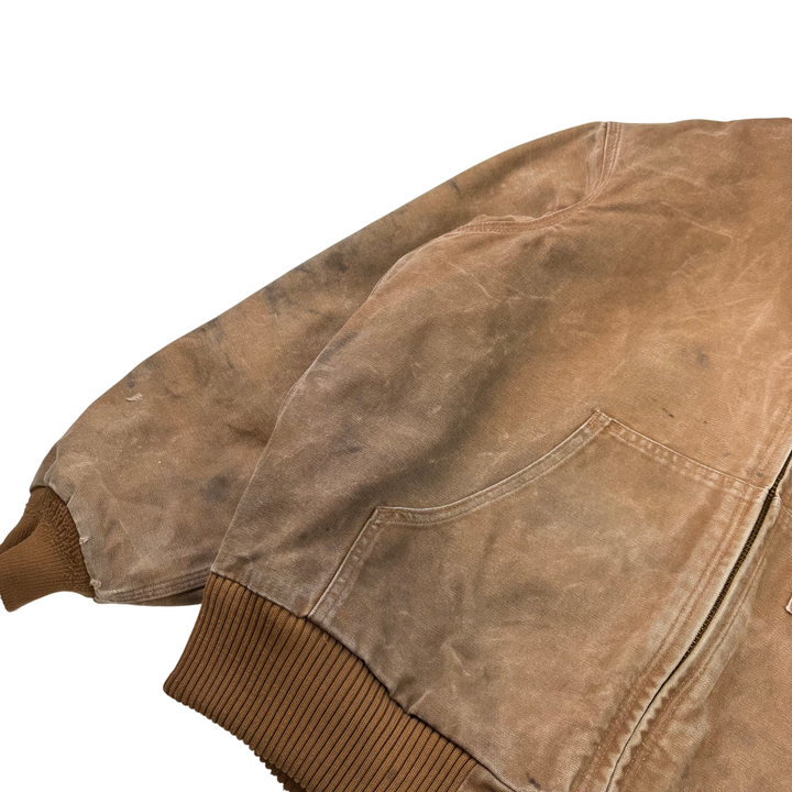 Carhartt J130 BRN Hooded Full-Zip Active Workwear Jacket Brown