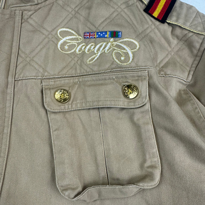 Vintage Coogi Military Style Embroidered Jacket Beige