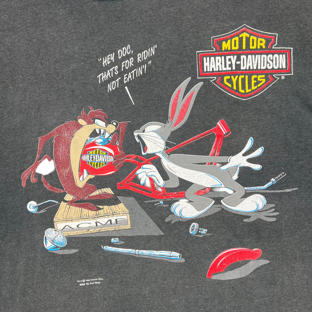 Vintage 1993 Harley-Davidson Looney Tunes Single Stitch T-shirt Black Rare