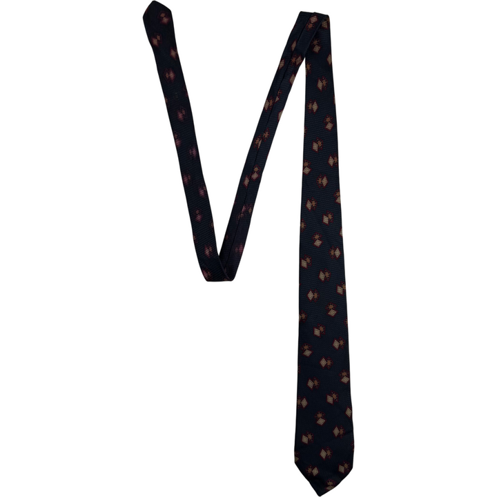 Chanel Silk Geometric Pattern Tie Navy