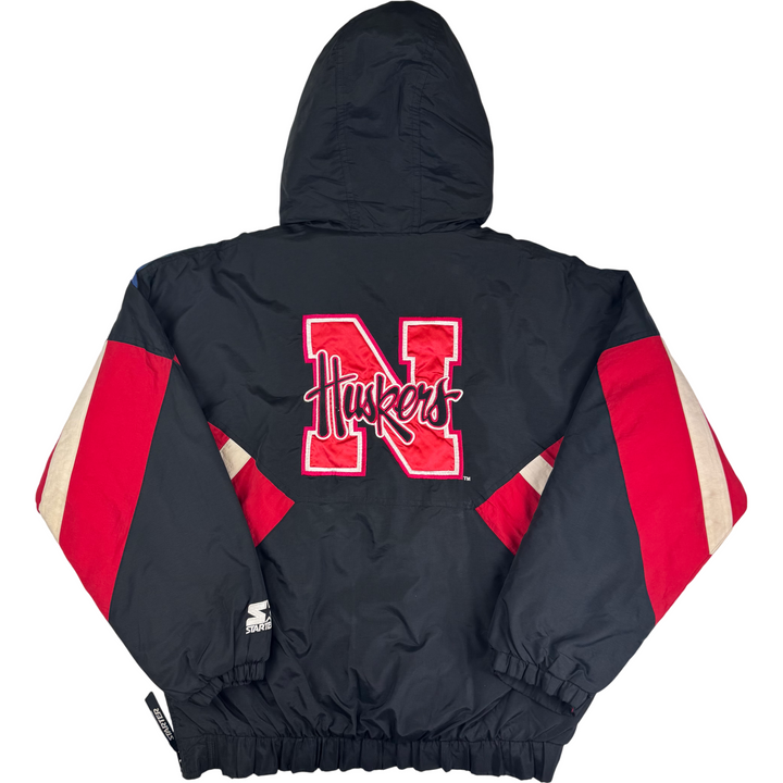 Vintage Starter 90s Nebraska Huskers NCAA Patriots Custom Pullover Pro Sport Jacket Black Red