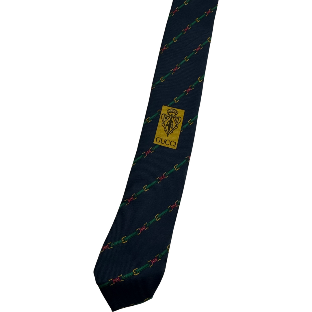 Gucci Striped Pattern Silk Tie Navy