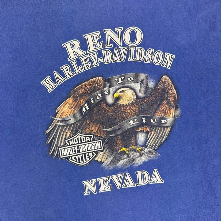 Harley-Davidson Reno Nevada 2007 Long Sleeve Graphic T-shirt Blue Grey