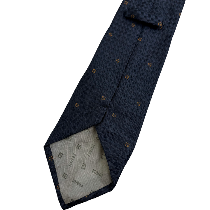Fendi Geometric Silk Tie Navy