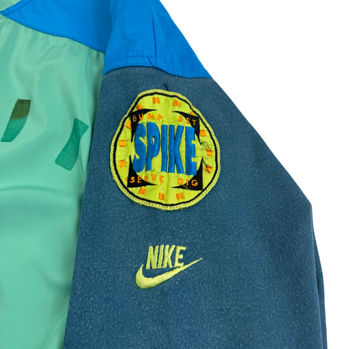 Vintage Nike 90's Volleyball Champion Half-Zip Pullover Jacket Green Blue Rare