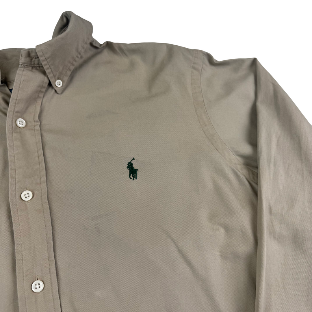 Ralph Lauren Classic Fit Long Sleeve Button Down Shirt Tan Beige