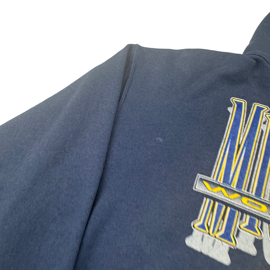 Vintage 90's Logo 7 Michigan Wolverines Pullover Hoodie navy