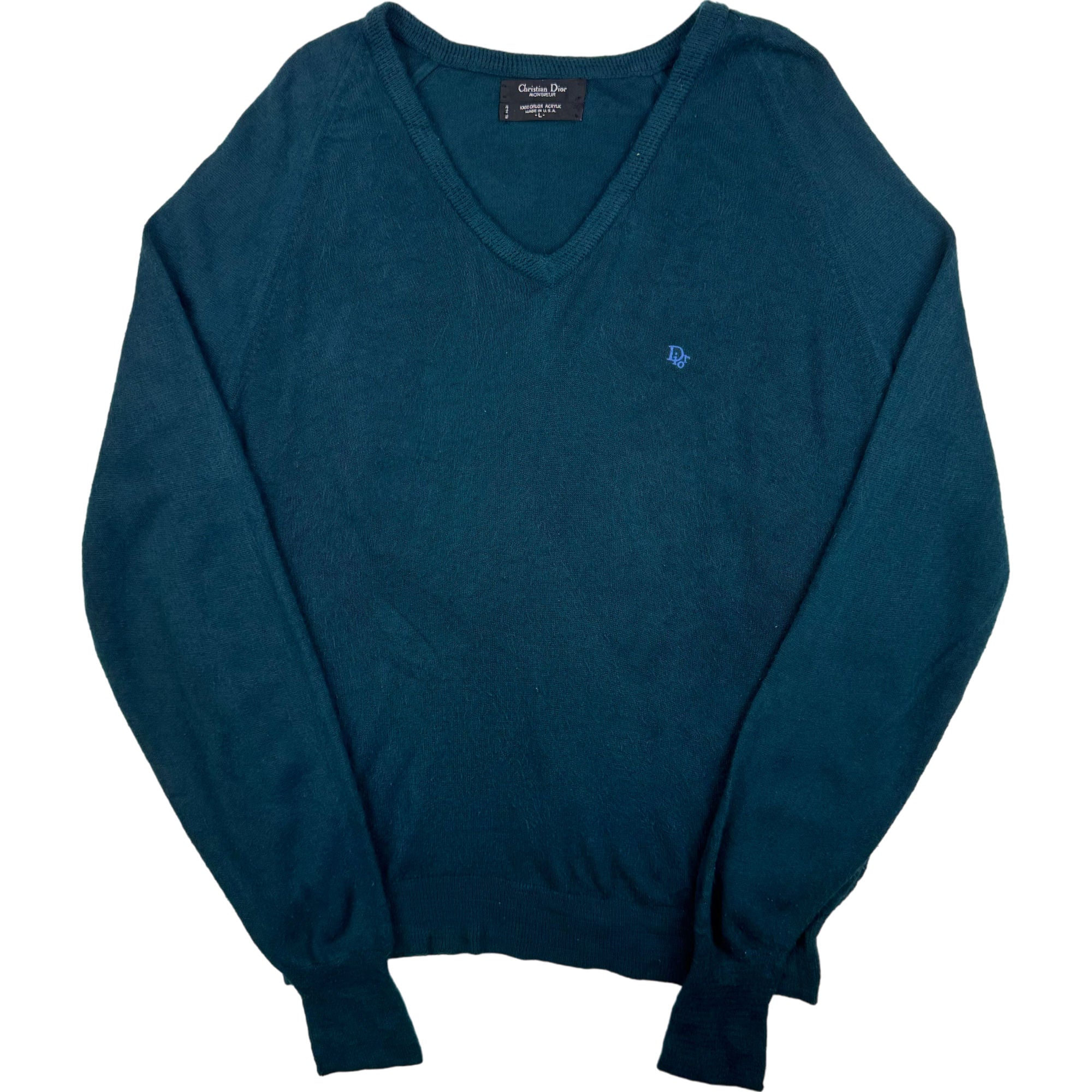 Christian Dior Monsieur V Neck Knit Sweater Green Bring It Back