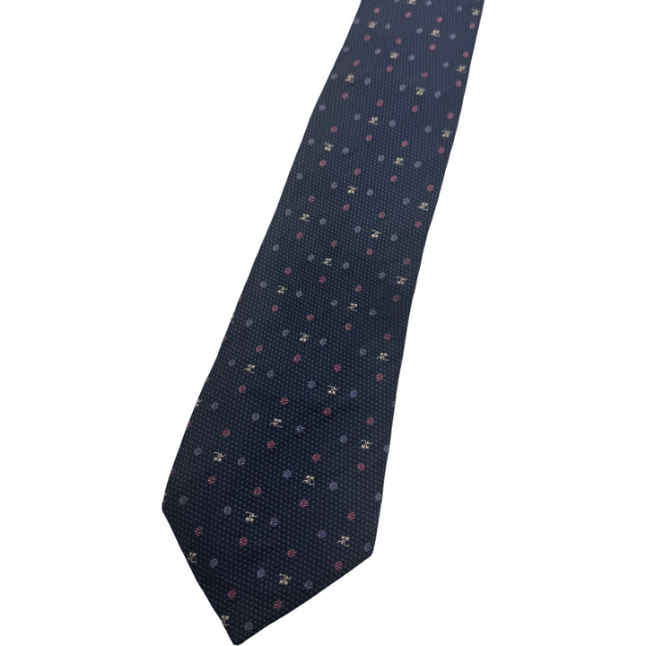 Vintage Courrèges Patterned Silk Tie navy