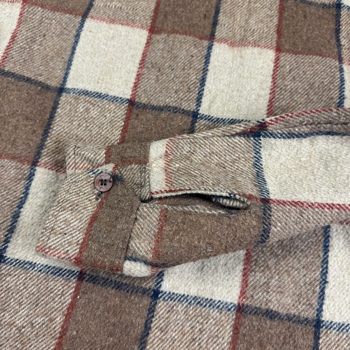 Pacific Woolens 90's Plaid Long Sleeve Flannel Shirt Jacket Brown