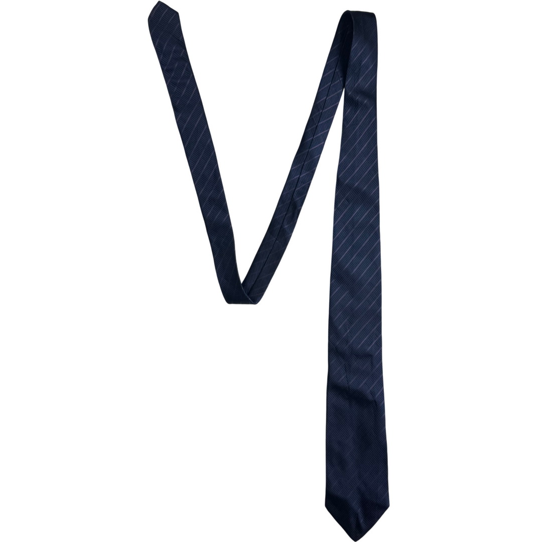 Chanel Striped Silk Tie Navy