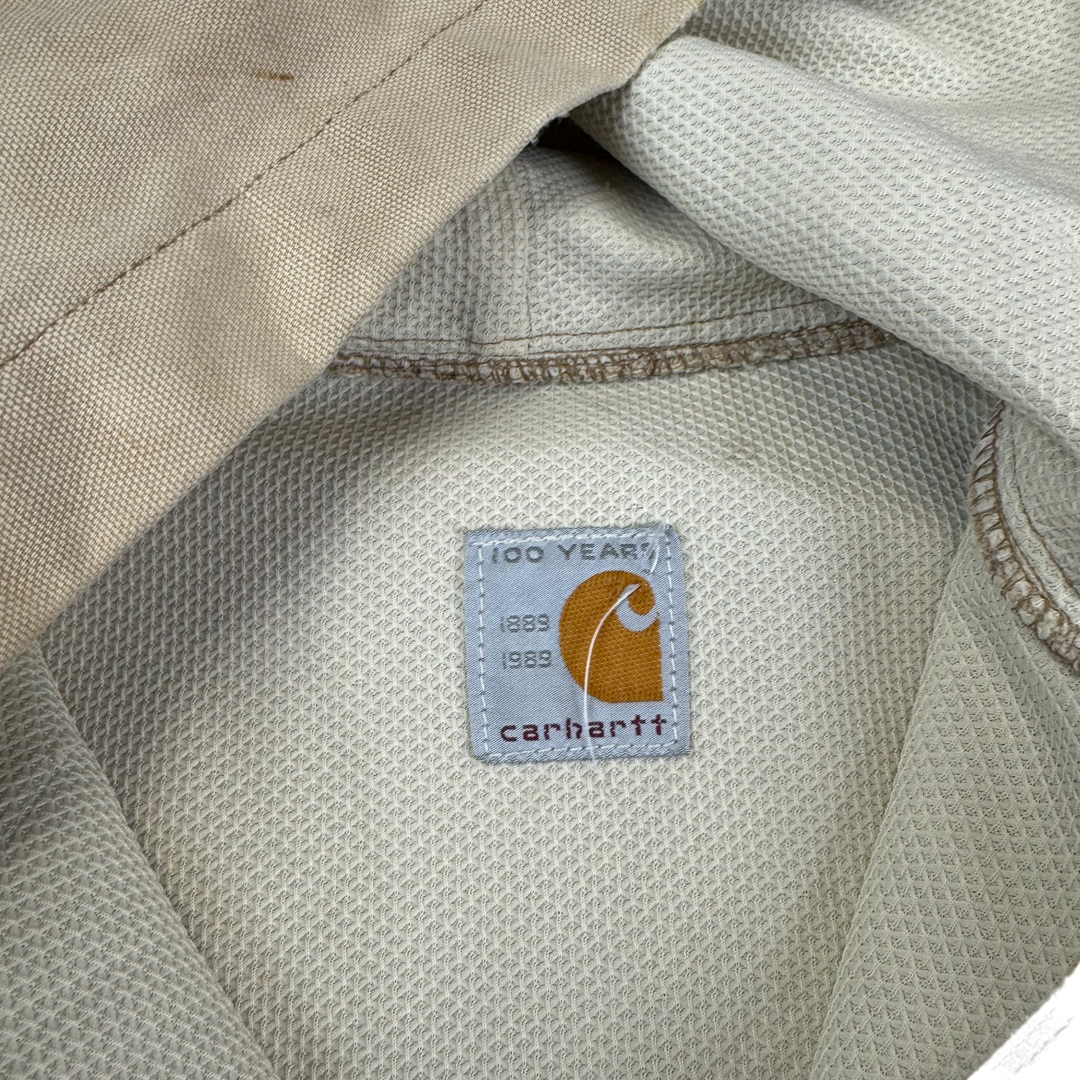 Vintage 80's Carhartt Active Hooded Workwear Jacket Beige