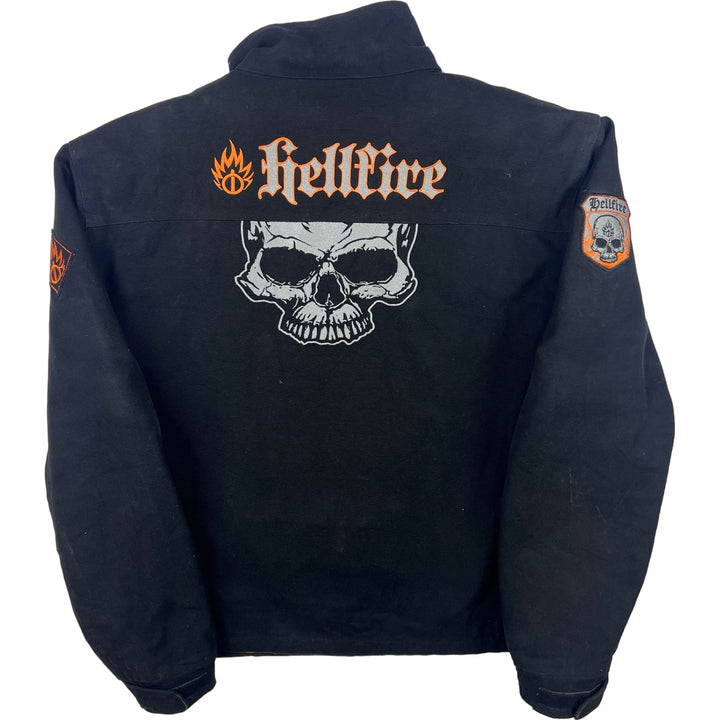 Hellfire Motorcycle Denim Bomber Jacket Black