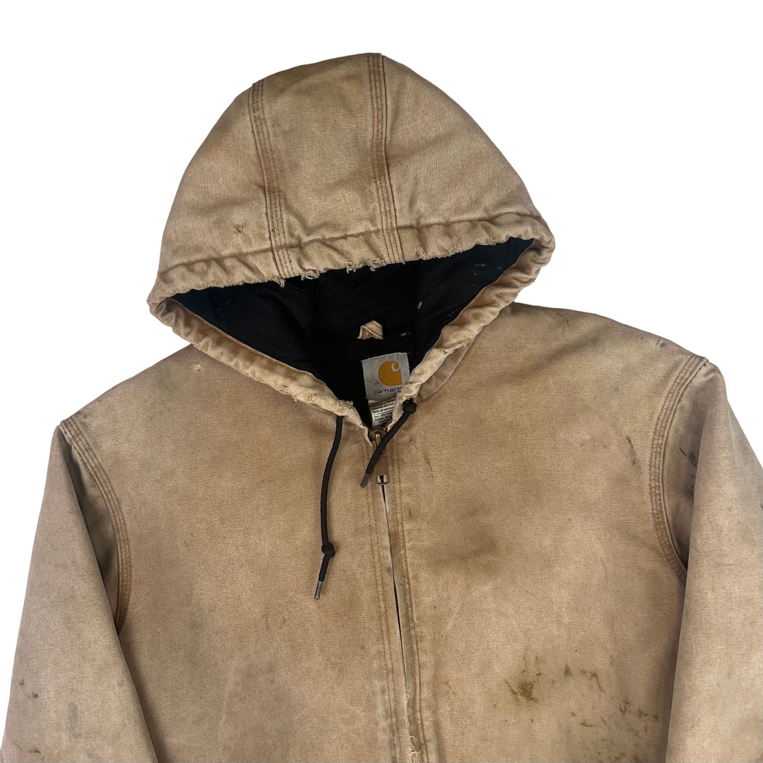 Carhartt Hooded Active Workwear Distressed Jacket Beige J130 BRN