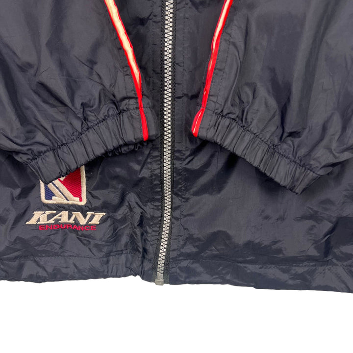 Vintage 90's Karl Kani Endurance Hooded Windbreaker Jacket Black Red