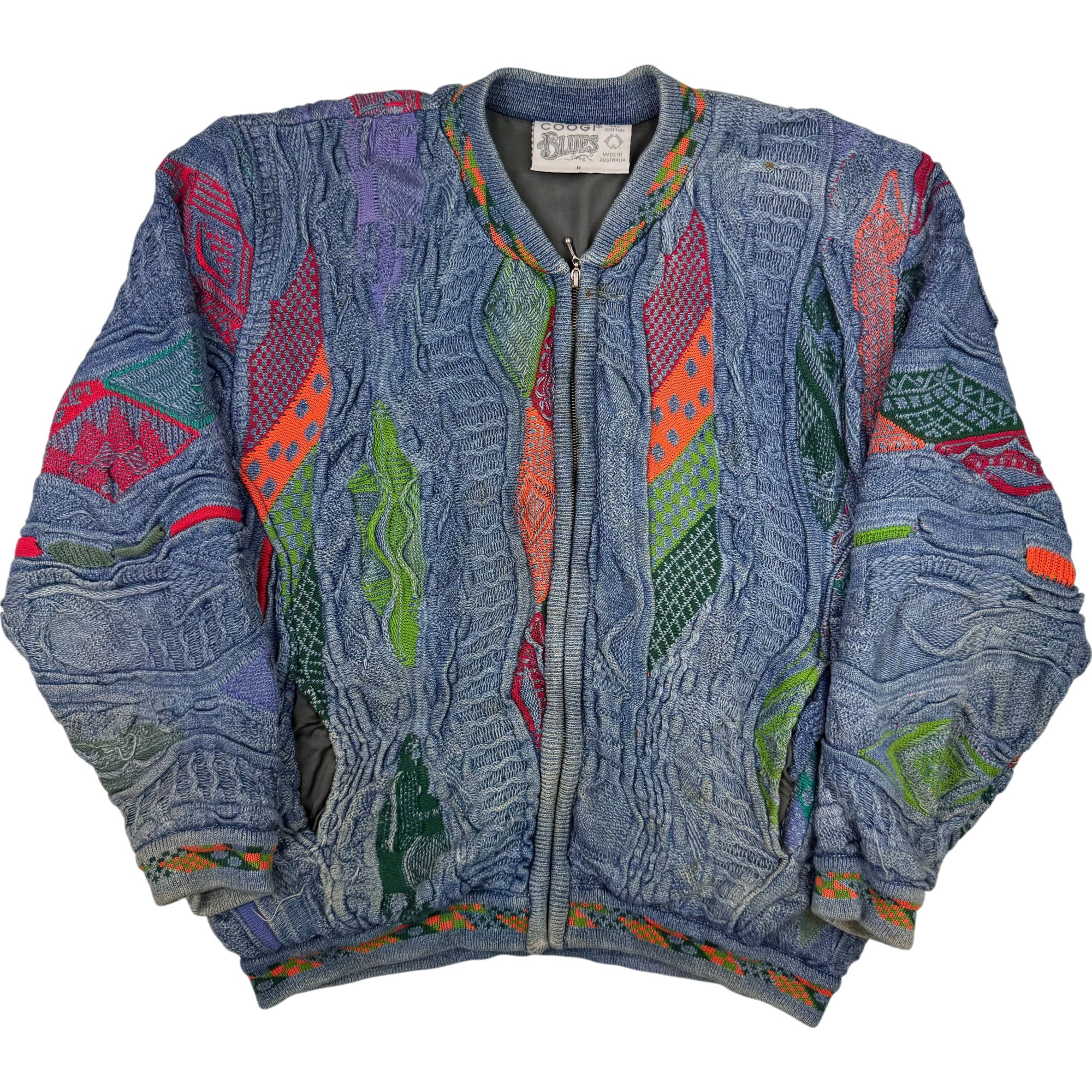 90’sビンテージ/COOGI Blues-Front Zip Knit Vintage Sigrid Olsen Cardigan Sweater Size Large Blue Coogi Style