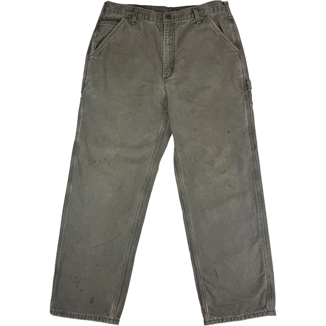 Carhartt Flannel Lined Carpenter Workwear Trousers Green