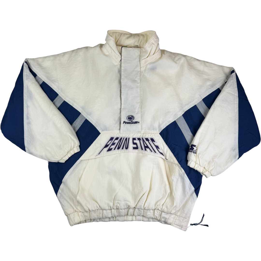 Vintage 90's Starter Penn State Pullover Pro Sport Jacket White Navy