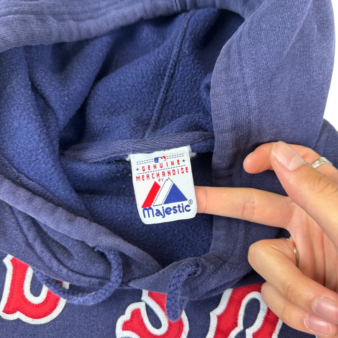 Majestic 90's Red Sox Embroidered Pro Sport Hoodie Navy