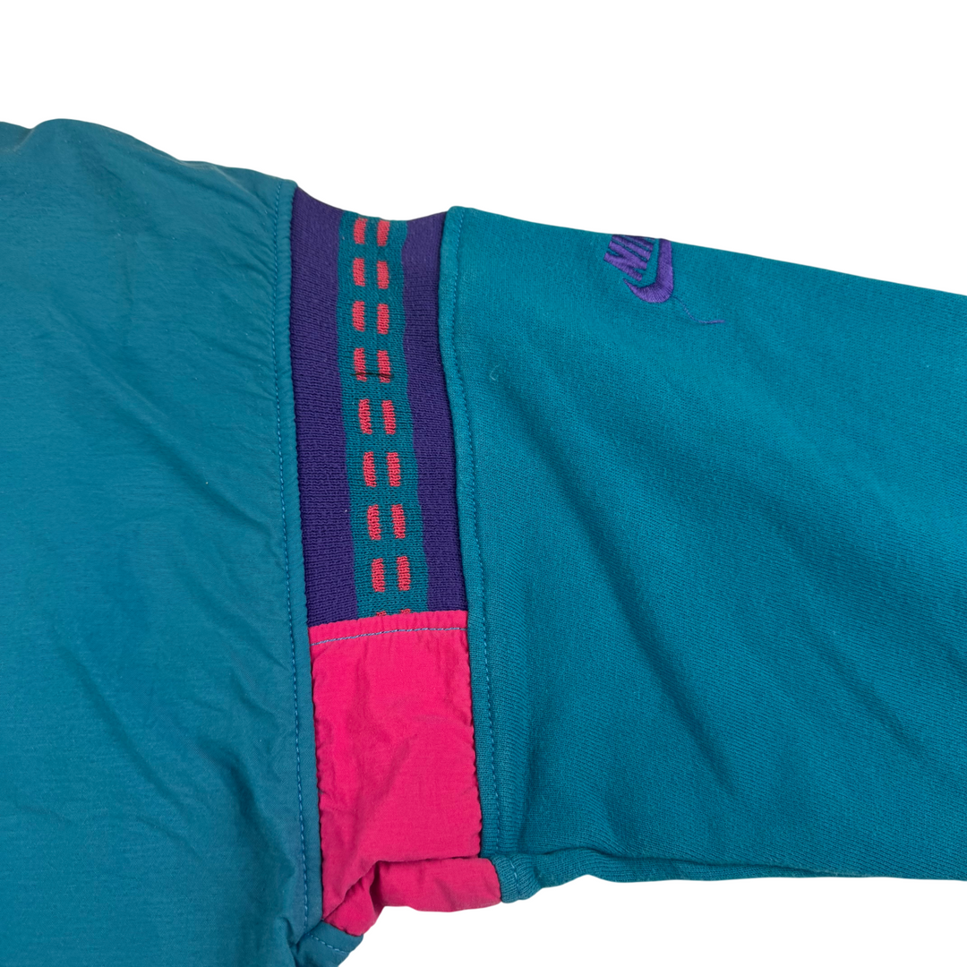 Vintage Nike 90's Embroidered Logo Sweatshirt Aqua Blue