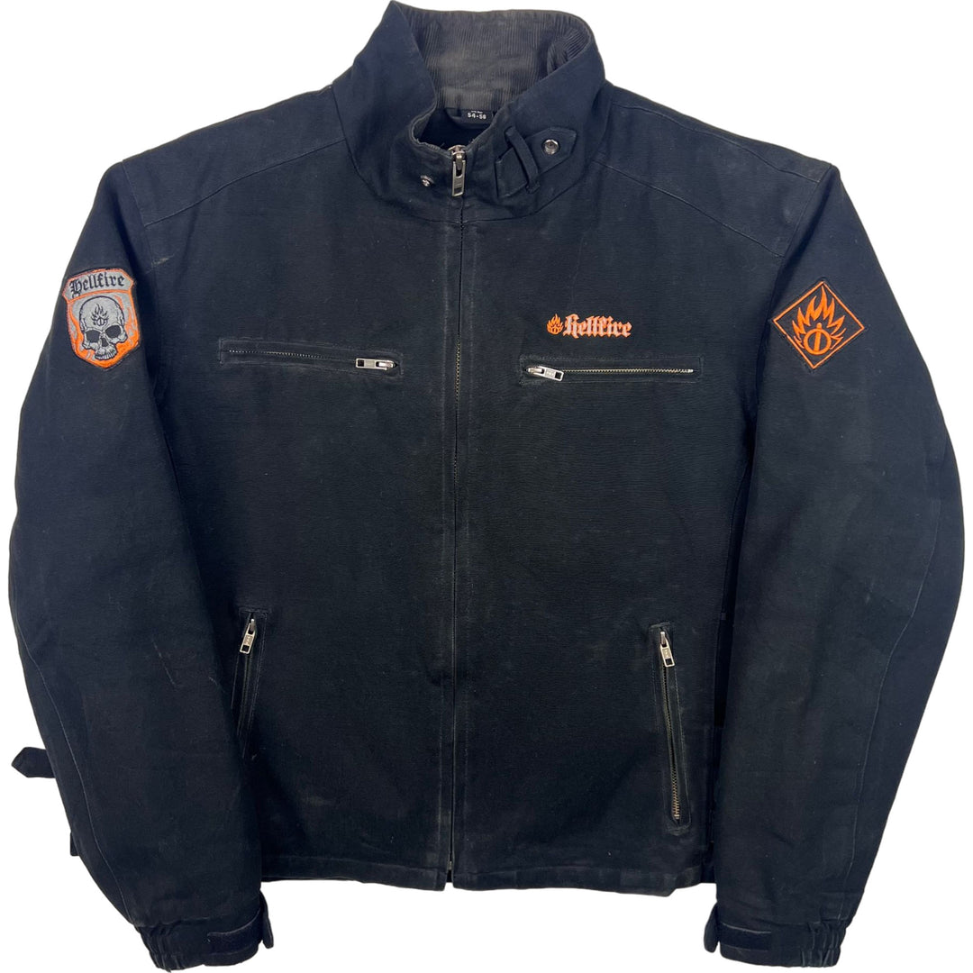 Hellfire Motorcycle Denim Bomber Jacket Black