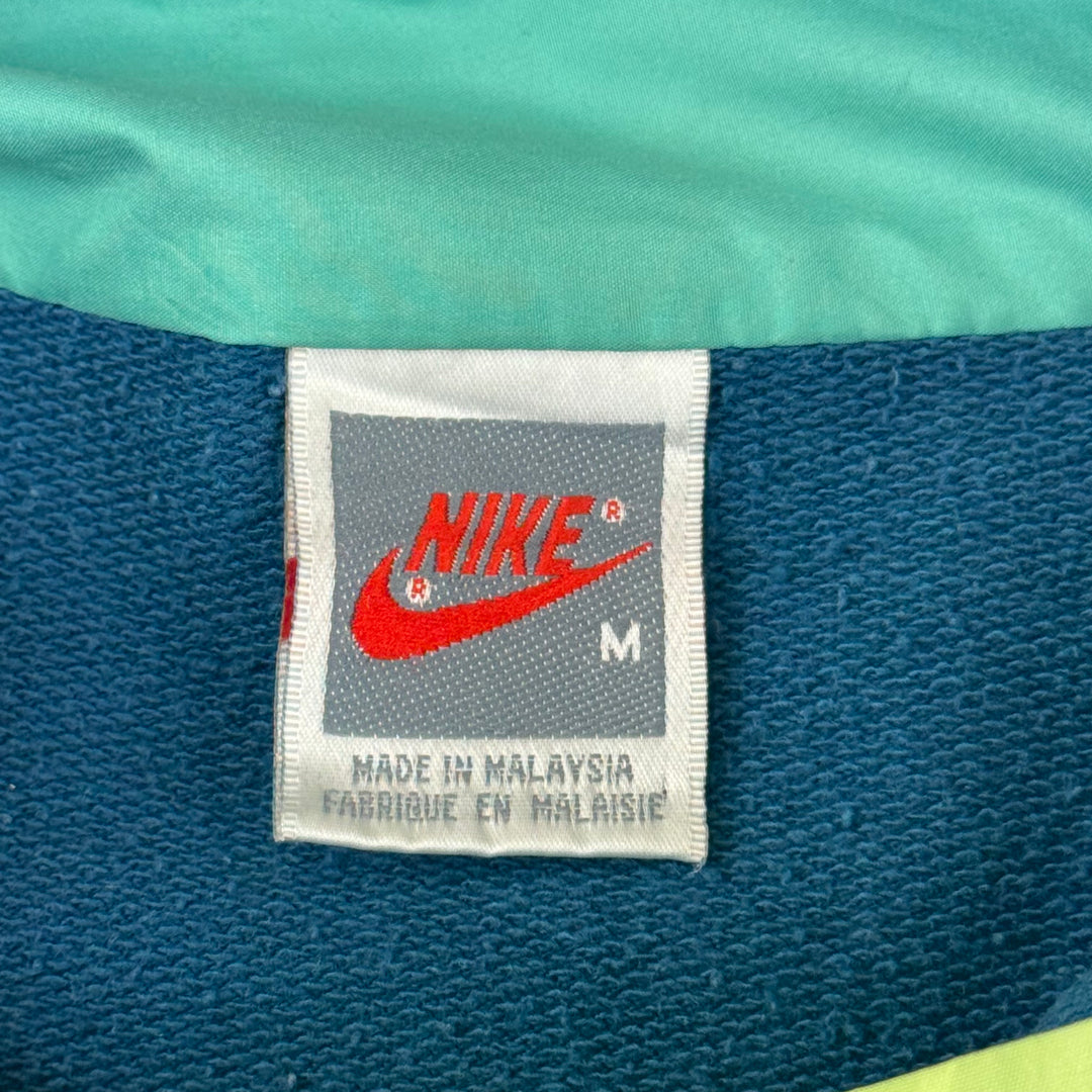 Vintage Nike 90's Volleyball Champion Half-Zip Pullover Jacket Green Blue Rare