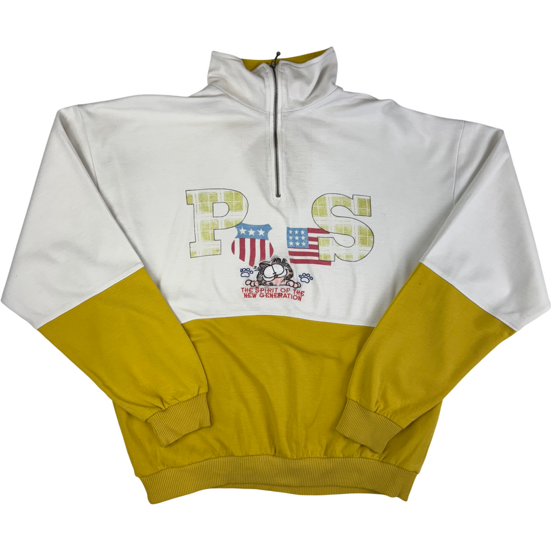 Vintage Cherokee 90's Half-Zip Sweatshirt White Yellow