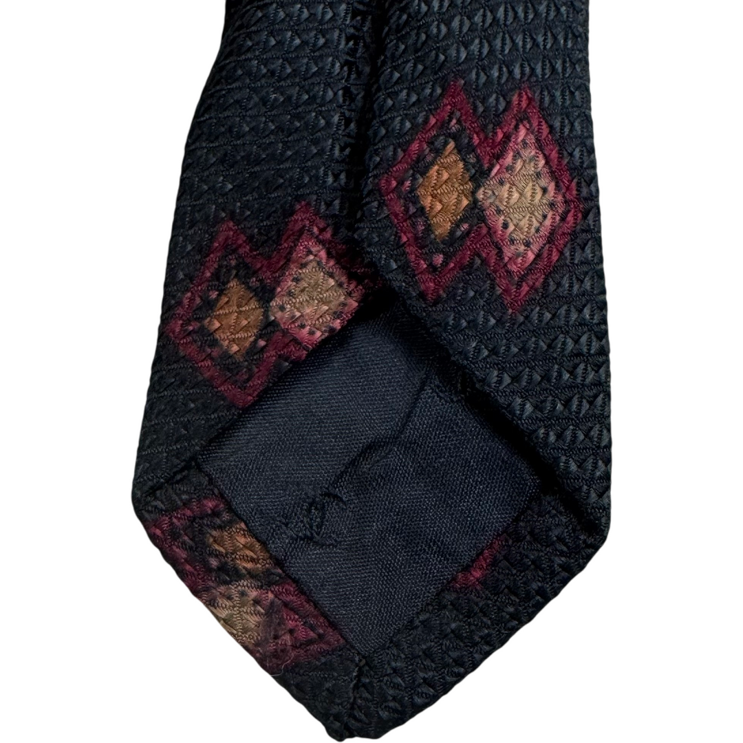 Chanel Silk Geometric Pattern Tie Navy