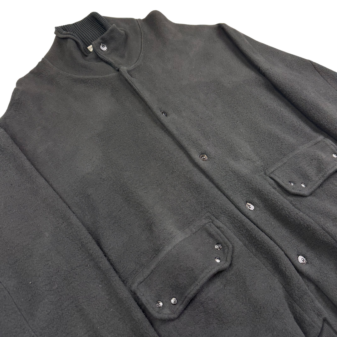 Stone Island 80's Script Fleece Button-Up Jacket Black Rare