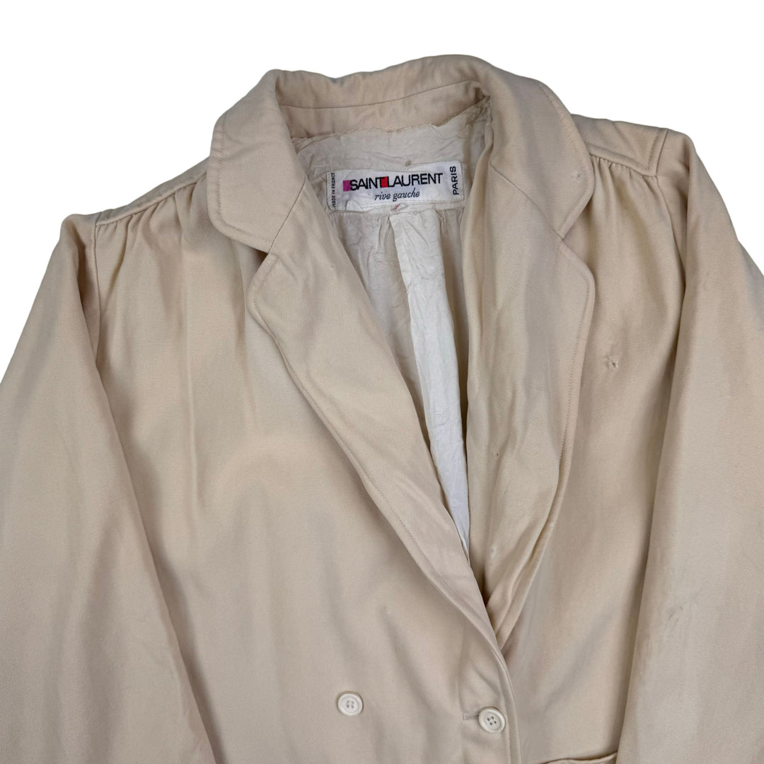 Saint Laurent Paris Rive Gauche Double-Breasted Blazer Jacket Beige