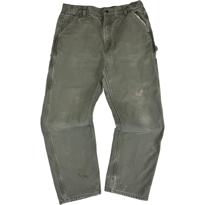 Carhartt Flannel Lined Carpenter Workwear Trousers Green
