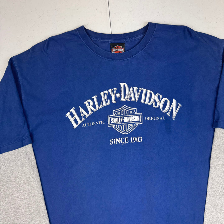 Harley-Davidson Reno Nevada 2007 Long Sleeve Graphic T-shirt Blue Grey