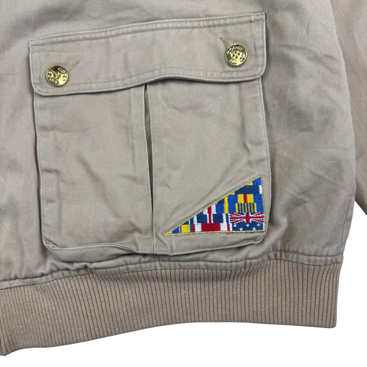 Vintage Coogi Military Style Embroidered Jacket Beige